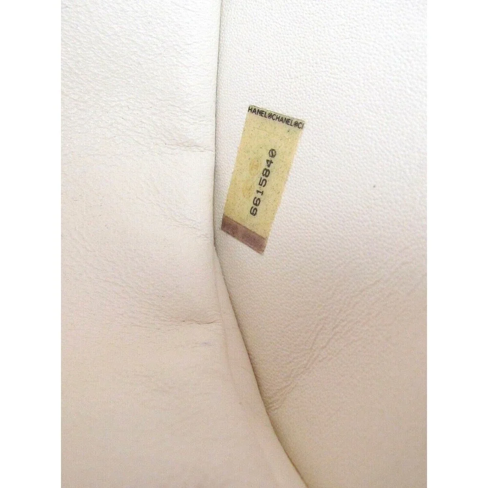 Women Designer Chanel Vintage Flap White Leather &Tweed Shoulder Bag